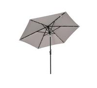 Parasol lumineux hexagonal inclinable dim. 2,68L x 2,68l x 2,4H m parasol LED solaire métal polyester haute densité gris