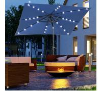 Parasol lumineux LED rectangulaire inclinable métal époxy, polyester haute densité dim. 2,68L x 2,05l x 2,48H m bleu foncé