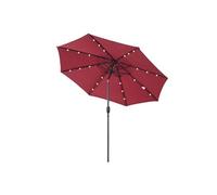 Outsunny Parasol de jardin droit Lumineux octogonal inclinable Ø 2,7 m Parasol LED Solaire métal Polyester Haute densité 180 g/m² rouge bordeaux