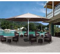 Parasol Meran Ii, Gastronomie, Parasol Pour Marché, Ø 5m, Poteau Alu,Blanc 28 Kg Crème-Beige Avec Support Gris