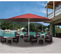 Parasol Meran Ii, Gastronomie, Parasol Pour Marché, Ø 5m Polyester,Poteau Alu,Blanc 28 Kg Rouge Avec Support Rouge