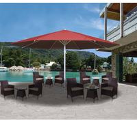 Parasol Meran II, parasol de marché gastronomique, Ø 5m polyester/aluminium mât blanc 28kg ~ rouge sans support