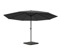 Parasol Meran Pro, Parasol Pour Marché Sans Volants, Ø 5m Polyester/Alu 28 Kg Anthracite Avec Socle Gris