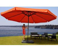 Parasol Meran Pro, parasol de marché gastronomique avec volant Ø 5m polyester/alu 28kg ~ terracotta avec support