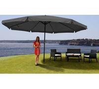 Parasol Meran Pro, Parasol Pour Marché Avec Volants Ø 5m Polyester/Alu 28 Kg Anthracite Sans Socle Gris
