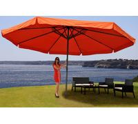 Parasol Meran Pro, parasol de marché gastronomique avec volant Ø 5m polyester/aluminium 28kg ~ terracotta sans support