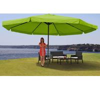 Parasol Meran Pro, parasol de marché gastronomique avec volant Ø 5m polyester/alu 28kg ~ vert sans support