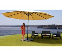Parasol Meran Pro, parasol de marché gastronomique sans volant Ø 5m polyester/alu 28kg ~ crème avec support