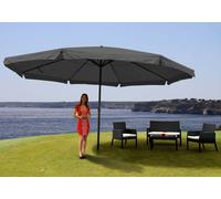 Parasol Meran Pro, Parasol Pour Marché Avec Volants Ø 5m Polyester/Alu 28 Kg Anthracite Sans Socle Gris