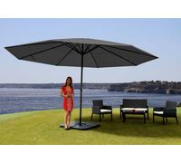 Parasol Meran Pro, Parasol Pour Marché Sans Volants, Ø 5m Polyester/Alu 28 Kg Anthracite Avec Socle Gris