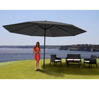 Parasol Meran Pro, Parasol Pour Marché Sans Volants Ø 5m Polyester/Alu 28 Kg Anthracite Sans Socle Gris