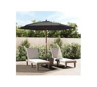 vidaXL Parasol de Jardin avec mât en Bois Noir 299x240 cm, Parasol, Parasol d'extérieur, Parasol de Patio, Parapluie, Parasol de terrasse