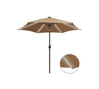 Vidaxl Parasol Avec Led Et Mât En Aluminium 300 Cm Taupe