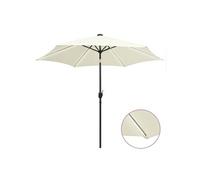 vidaXL Parasol avec LED et mât en aluminium 300 cm Blanc sable Blanc
