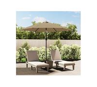 Parasol met LED-verlichting en stalen paal 300 cm taupe44512