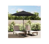 Vidaxl Parasol D'extérieur Avec Lumières Led Et Mât En Acier Noir Noir