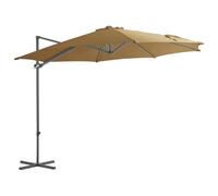 Parasol meuble de jardin en porte-à-faux avec mât en acier 300 cm taupe Hellosh