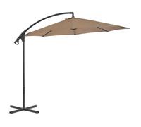 Parasol meuble de jardin en porte-à-faux avec poteau en acier 300 cm taupe Hell
