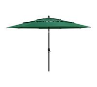 Parasol mobilier de jardin à 3 niveau x avec mât en aluminium 3,5 m vert Hellos