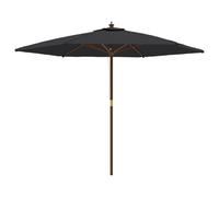 Parasol mobilier de jardin de jardin avec mât en bois 299 x 240 cm noir Hellosh