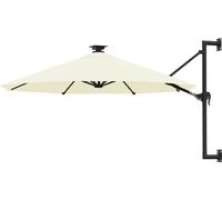 Parasol mural avec LED 300 cm blanc sable