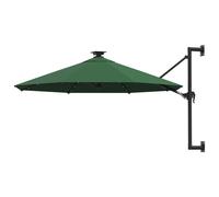 Parasol mural avec mât métallique et led 300 x 300 x 131 cm métal argentée