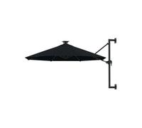 vidaXL Parasol mural de jardin 300 cm avec mât métallique et LED Noir