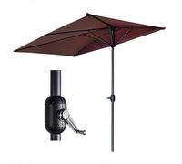 Parasol Mural Demi Pour Extérieur Jardin en Porche - 200cm/250cm Marché De Patio Avec Manivelle Sans Base (Café, 250cm/8.2ft)