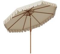 Outsunny Parasol de jardin Parasol droit inclinable rond Ø 264 cm avec volants tissu polyester haute densité anti-UV mât démontable 8 baleines - crème