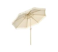 Parasol Octogonal Inclinable Ø 2,65 M Métal Aspect Bois Toile Beige Beige