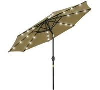 Parasol octogonal inclinable Ø 2,67 x 2,4 m lumineux solaire 24 LED polyester haute densité 180 g/m² kaki Vert
