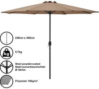 Parasol Parasol de marché Parasol à manivelle Jardin Beige / 230x300cm / 5,7kg / Acier / Polyester 160g/m² [casa.pro]