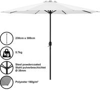 Parasol Parasol de marché Parasol à manivelle Jardin Blanc / 230x300cm / 5,7kg / Acier / Polyester 160g/m² [casa.pro]
