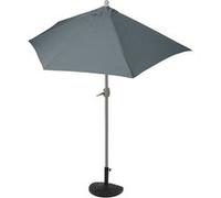 Parasol Parla En Alu, Hémicycle, Parasol De Balcon Uv 50+ 270cm Anthracite Avec Pied Noir