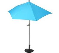 Parasol Parla En Alu, Hémicycle, Parasol De Balcon Uv 50+ 300cm Turquoise Avec Pied Bleu