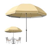 Parasol Plage Ombrelle Réglable En Hauteur Toile Anti-UV(Beige,2.6m)