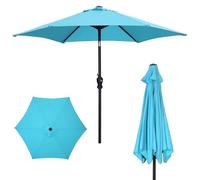 Parasol Plage, Parasol à Frange Parasol de jardin à pompons de 2,3 m, parasol de table d'extérieur, parasol de marché avec 6 baleines robustes, avec bouton-poussoir inclinable et manivelle for jardin,