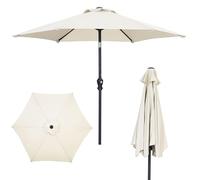 Parasol Plage, Parasol à Frange Parasol de jardin à pompons de 2,3 m, parasol de table d'extérieur, parasol de marché avec 6 baleines robustes, avec bouton-poussoir inclinable et manivelle for jardin,