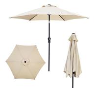 Parasol Plage, Parasol à Frange Parasol de jardin à pompons de 2,3 m, parasol de table d'extérieur, parasol de marché avec 6 baleines robustes, avec bouton-poussoir inclinable et manivelle for jardin,