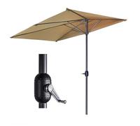 Parasol Pour Extérieur Jardin Parasol Mural Demi En Porche，200cm 250cm Marché De Patio Demi-Parasol Avec Manivelle Sans Base(Khaki,250cm/8.2ft)