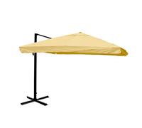 Parasol professionnel restaurant pour jardin terrasse 3x3m (Ø4,24m) polyester aluminium/acier 23kg creme sans pied 04_0003966