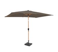 Parasol Rapallo 200x300cm - Premium parasol - aspect bois - Taupe | Incl. pied en béton 20 kg