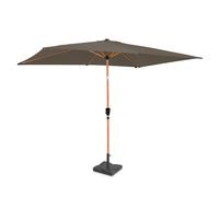 Parasol Rapallo 200x300cm - Premium parasol - aspect bois - Taupe | Incl. pied en béton 20 kg