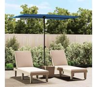 Parasol rectangulaire avec mât en aluminium robuste, 2 x 1,5 m, bleu azur, réglable en hauteur, rotatif à 180 °, protection solaire idéale pour jardin, terrasse et extérieur, avec protection UV