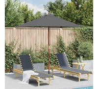 Parasol rectangulaire avec mât en bois robuste, 150 x 200 cm, anthracite, housse en polyester résistant aux UV, mât de 38 mm, pour jardin, terrasse, balcon, protection solaire durable, système de