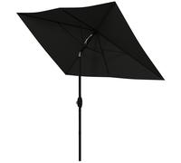 Parasol Rectangulaire Inclinable De Jardin Avec Manivelle Métal Polyester Haute Densité Anti Uv 50+ Noir