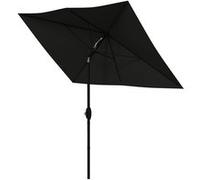 Outsunny Parasol de jardin Parasol droit Parasol rectangulaire inclinable 2 x 3 m avec manivelle toile polyester imperméabilisée haute densité 180 g/m² noir