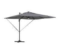 Parasol Roma Anthracite en Polyester et Aluminium 286 x 284 x 270 cm avec Lumières LED Solaires, Rotation 360°, Inclinable pour Jardin Terrasse Ombre et Protection Solaire Confortable