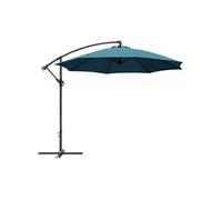 - Parasol rond déporté inclinable avec pied en croix bleu