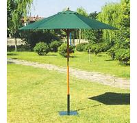 Parasol Rond En Bois Et Toit Vert En Polyester Ø 250 Cm De Jardin Extérieur